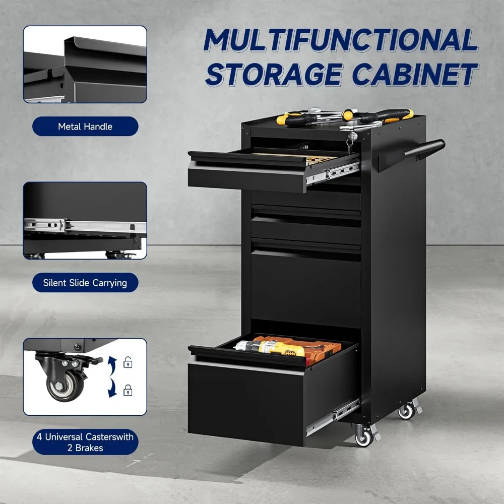 Drawer Metal Tool Storage Cabinet with Wheels,Rolling Tool Chest with Drawer and Locking Keys,Heavy Duty Tool Storage Organizer