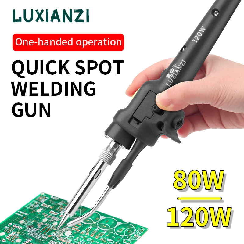 

LUXIANZI 80/120W Electric Soldering Iron Gun Internally Heated Straight Handle Send Tin Gun Solder Iron Welding Repair Tool Set