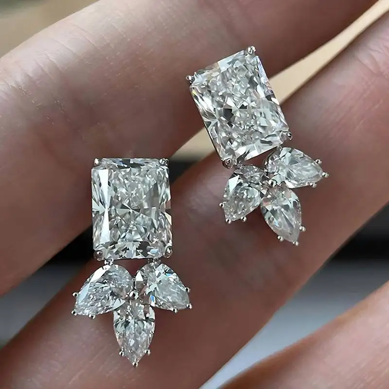 Huitan Frischer Stil Damen Geometrische Kreative Ohrstecker Party Verlobung Persönlichkeit Voll Glänzende CZ Accessoires Schicker Schmuck