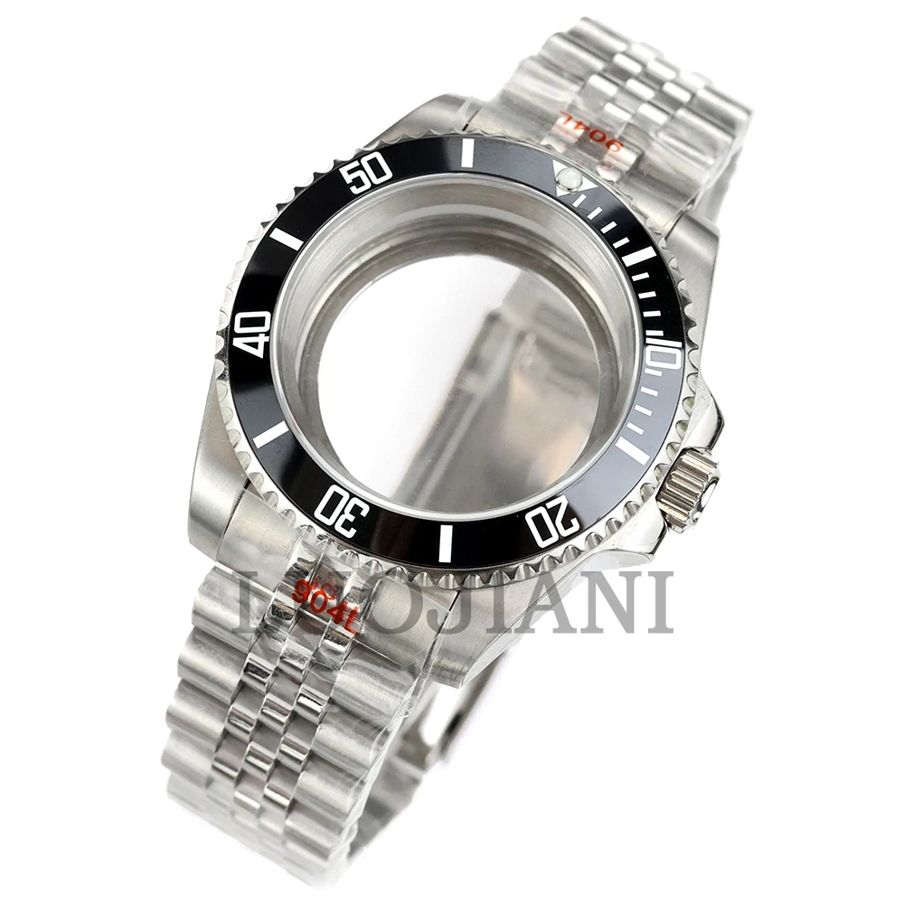 For Submariner Case 40mm NH35 Silver Watch Case Solid Oyster/Jubilee Bracelet Fit NH34 NH35 NH36 NH38 Movement 28.5mm Dial image 3
