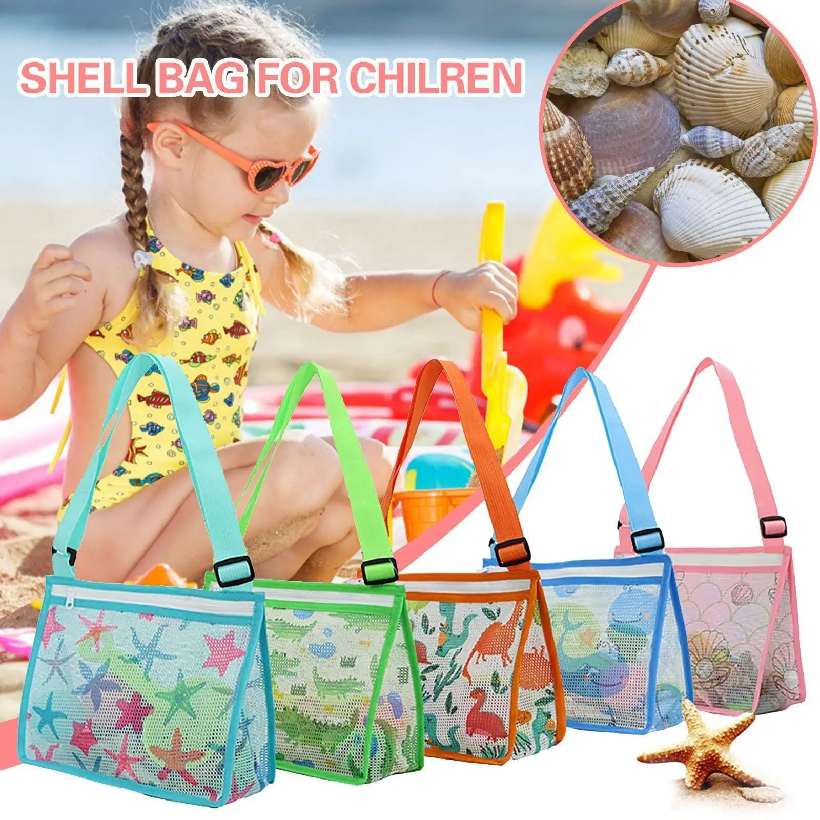 Outdoor Beach Mesh Bag Children Sand Away Kids Swimming Toys Clothes Eco Storage Sundries Organizers Backpack Women Makeup Bags