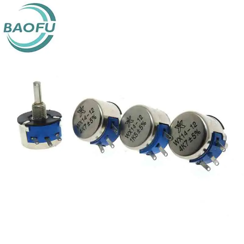 WX14-12/3วัตต์เดี่ยวลวดม้วน Potentiometer บาดแผล100R 470R 1K 2K2 3K3 4K7 20K 10K 22K