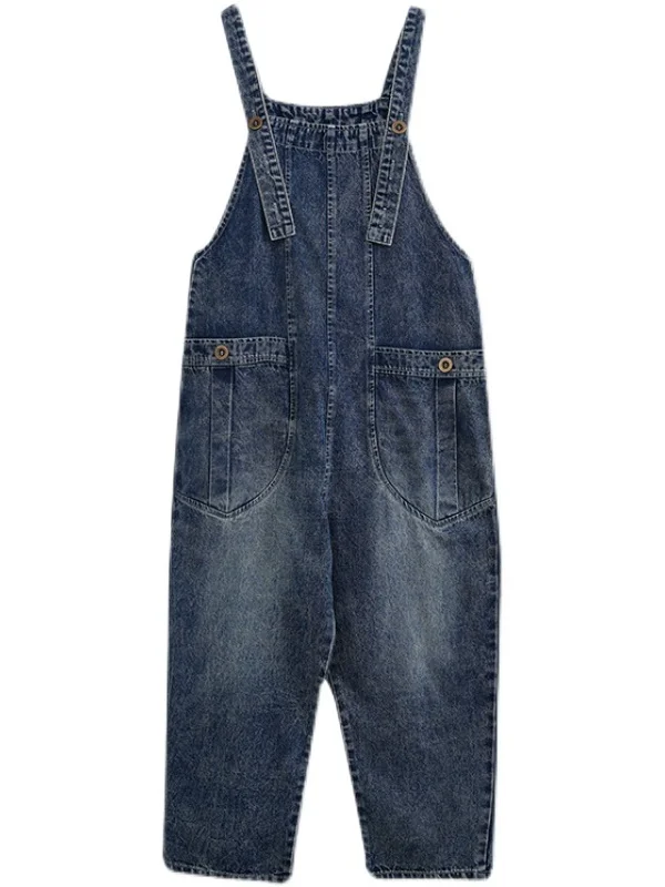

Faionable Denim Overalls Women's Spring Autumn 2025 New plus Size Fat MM Strap High Waist Anti-Aging Harlan Jumpsuits