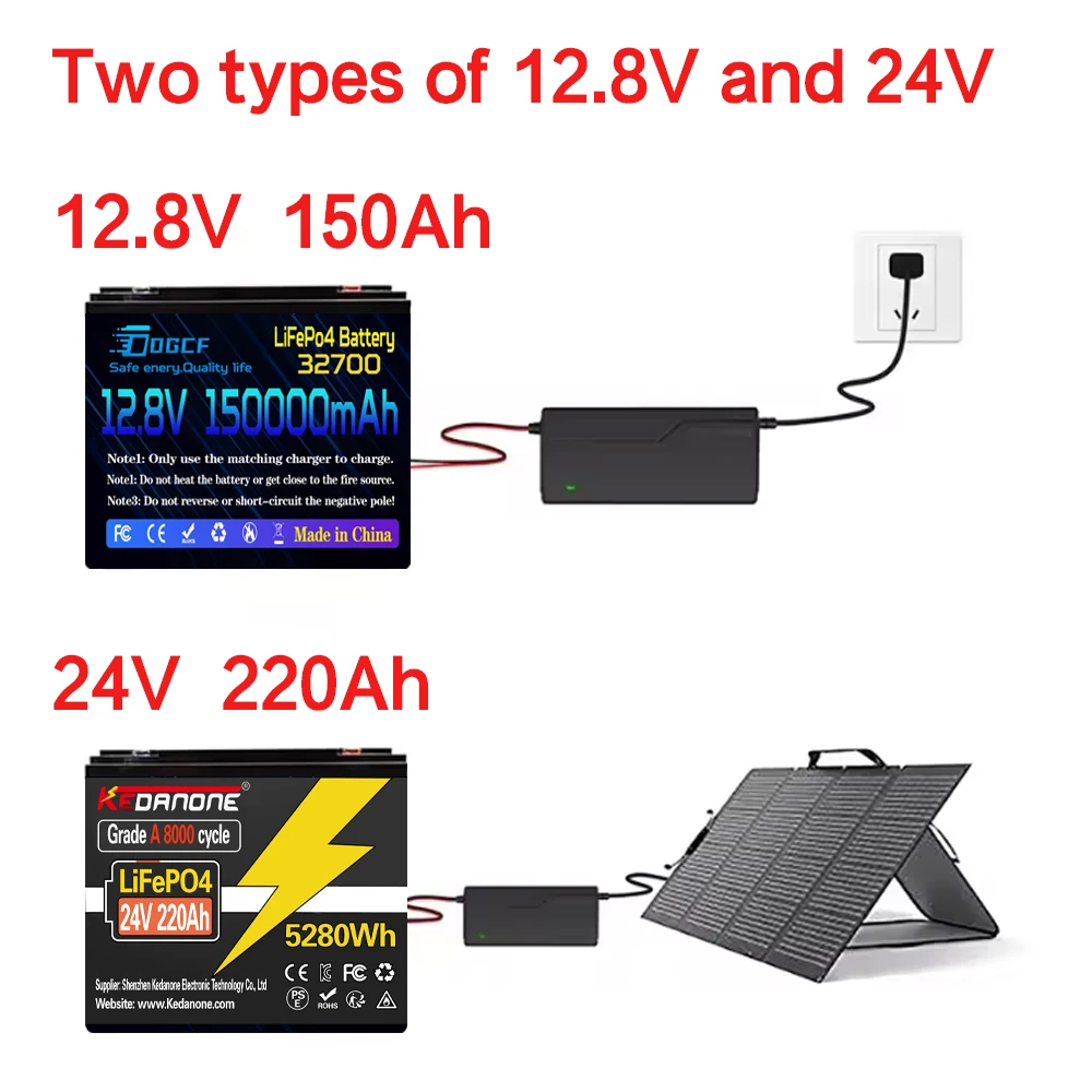 

Brand New LiFePO4 12.8V 24V 100ah 120ah 150ah 180Ah 220Ah LiFePO4 Lithium Battery 100A BMS 6000+ cyclic for Inverter Solar R