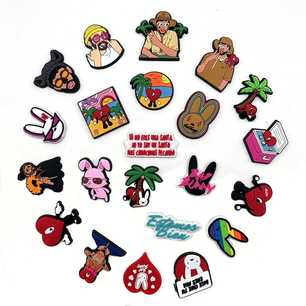 22-pcs-set-bad-bunny-serie-encantos-de-sapato-para-tamancos-bolha-slides-sandalias-acessorios-decoracoes-de-sapato-fivela-para-criancas