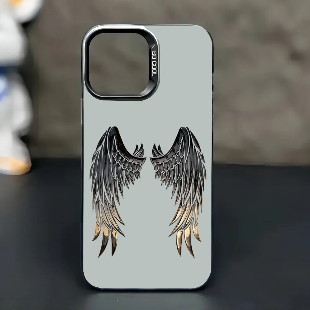 

Brownish black wings phone case for iPhone 17 16 15 14 13 12 11 Pro/ Max/Plus shock-proof rear cover anti-fingerprint