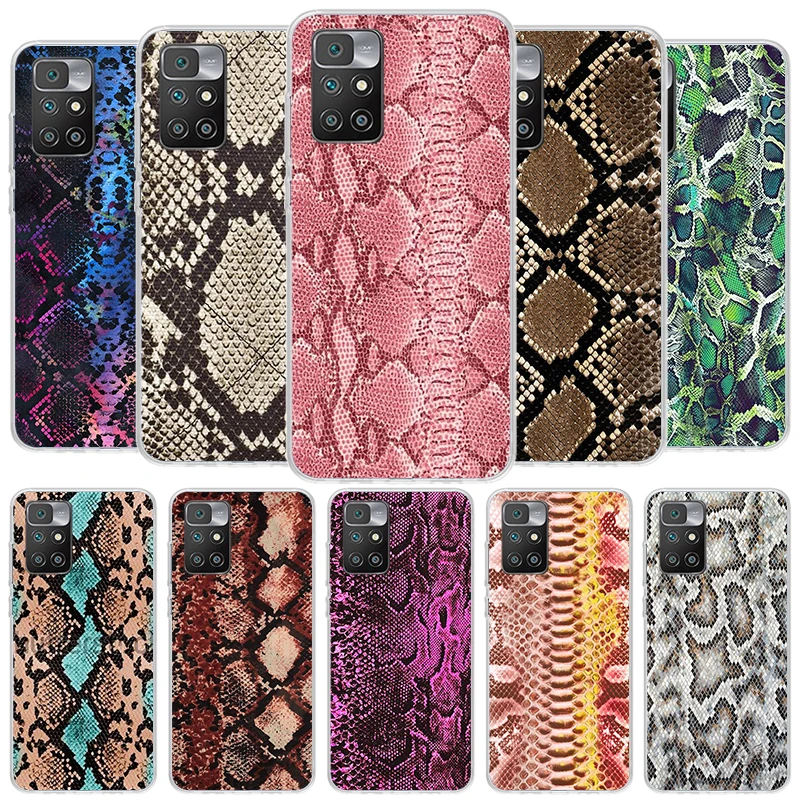 Pink Snake Skin Printing Drawing Cover Phone Case For Xiaomi Redmi 12C 12 10C 10 9C 9 10A 9A 8A 9T 7A 7 6A 6 Pro K20 K40 S2 Soft