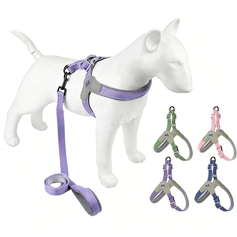 

Comfortable Y-Shape Dog Harness & Leash Set Lightweight Adjustable Anti-choke Dog Chest Strap with Soft Padded for All Breeds