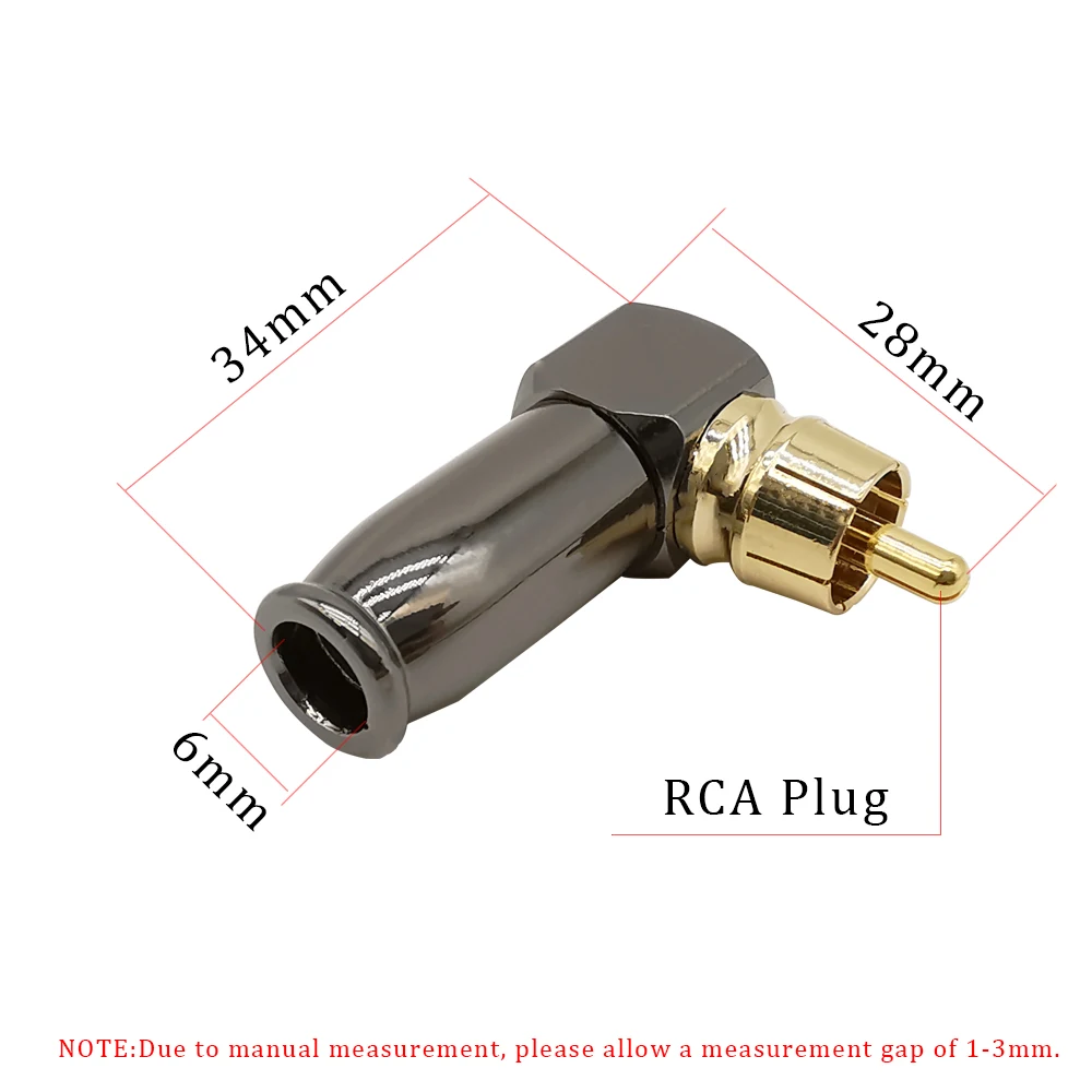 1Pcs Right Angle RCA Male Plug Audio Adapter L Shape 90 Degree RCA Plug Audio Video Speaker Converter Soldering Connector