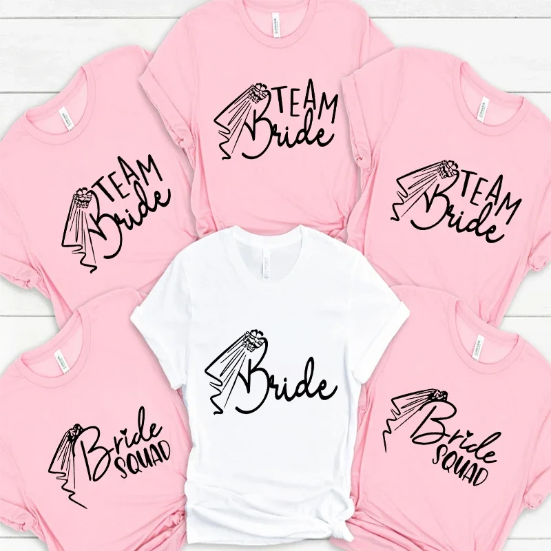 

Woman Bachelorette Hen Party T-Shirts Single Farewell Tees Fashion Graphic Bridal Wedding EVJF Tops Team Bride Squad Blouses