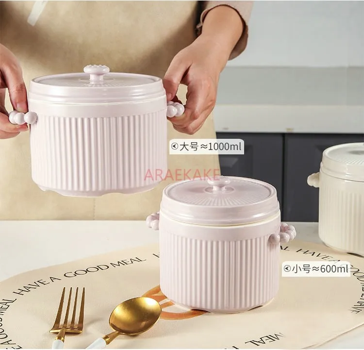 Ceramic water separating stewing cup, household overflow soup cup with lid, stewing and steaming, roasted pear jar, bird's nest