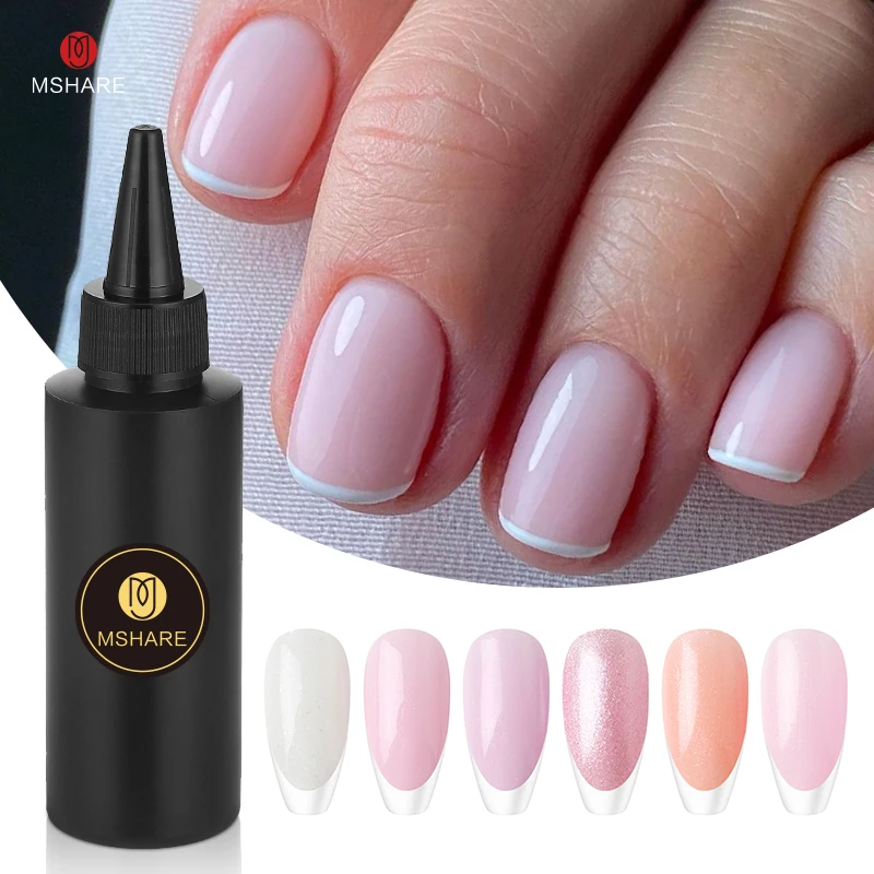 

MSHARE 100ml Milky Jelly Pink Rubber Base Gel Translucent Camouflage with Shiny Sparkling UV LED Gel Polish 10ml