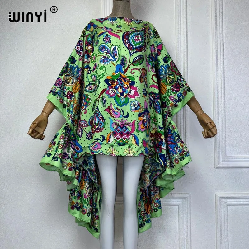 WINYI African Women summer Evening dress Party Beachwear Kuwait Bohemian boho print Abaya kaftan sexy elegant beach cover up