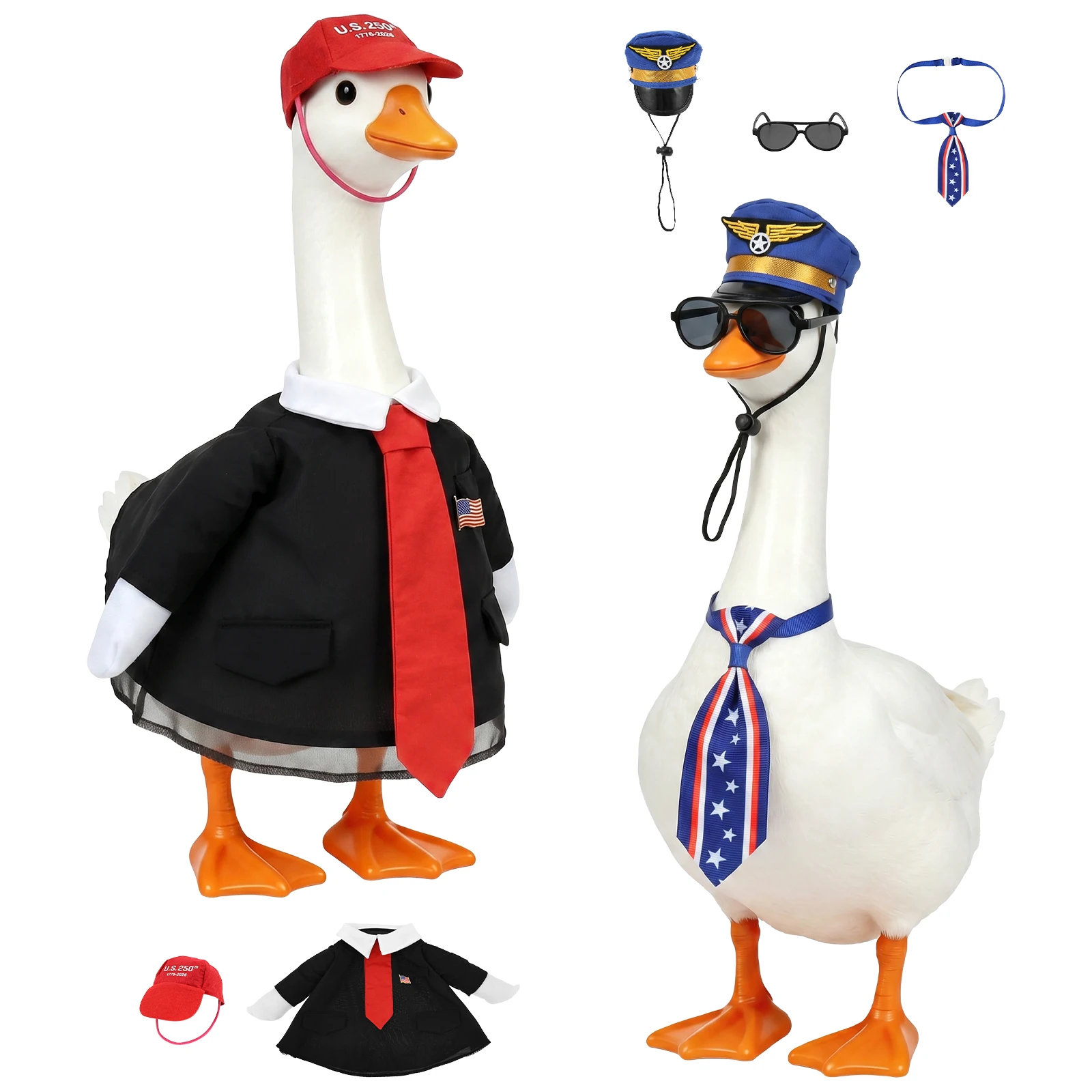 23 Inch Patriotic Themed Porch Goose Outfits Decorative Porch Goose Patriotic Costume Clothes for Garden Terrace Holiday Decor