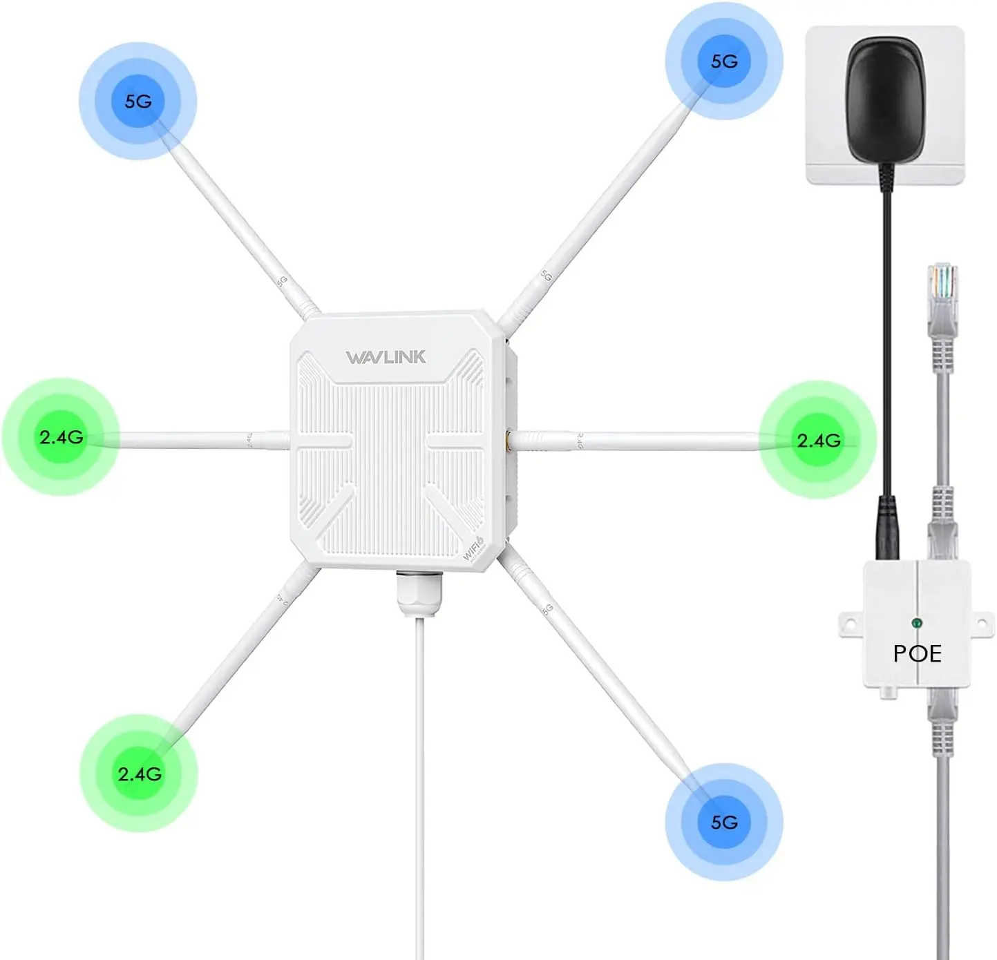 

AX3000 WiFi 6 Outdoor Access Point with PoE, 2024 Dual Band 2.4G+5G Long Range Outdoor