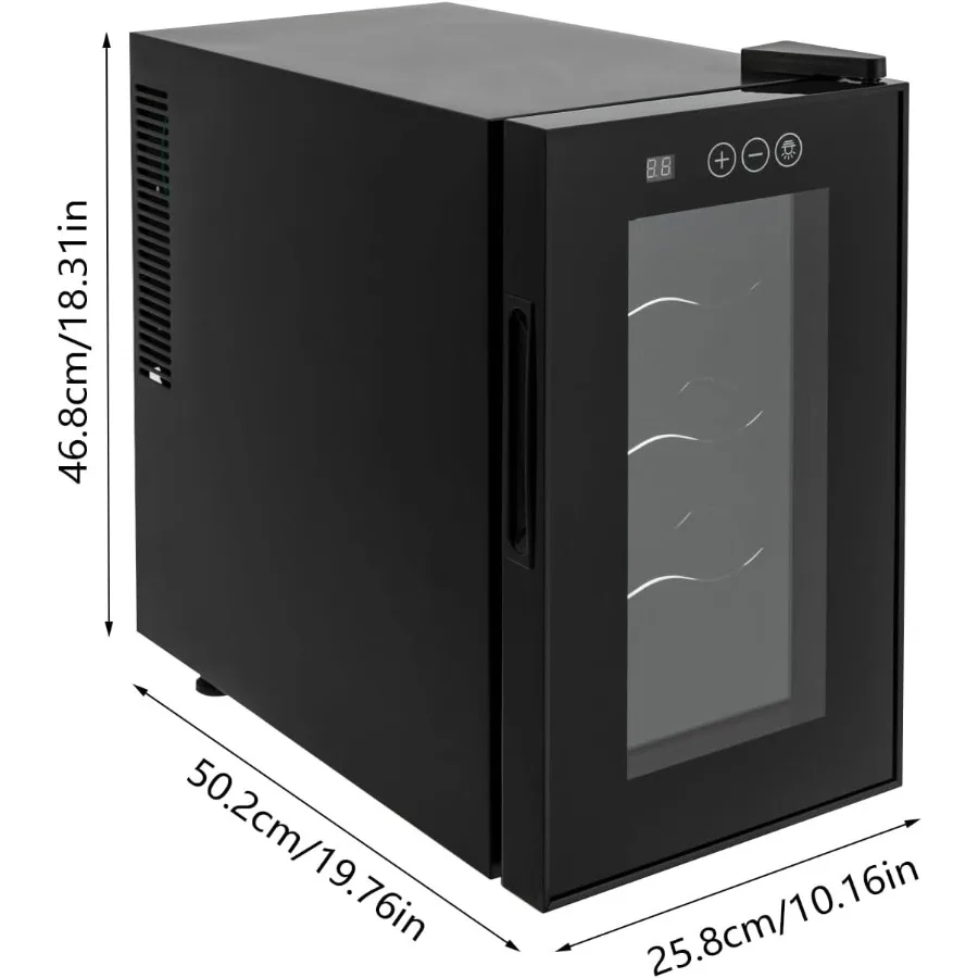 Black Wine Cooler 23L 8 Bottle Compressor Wine Cooler Refrigerator with 5 Shelves and 3 Racks for Storing Red White Champagne a