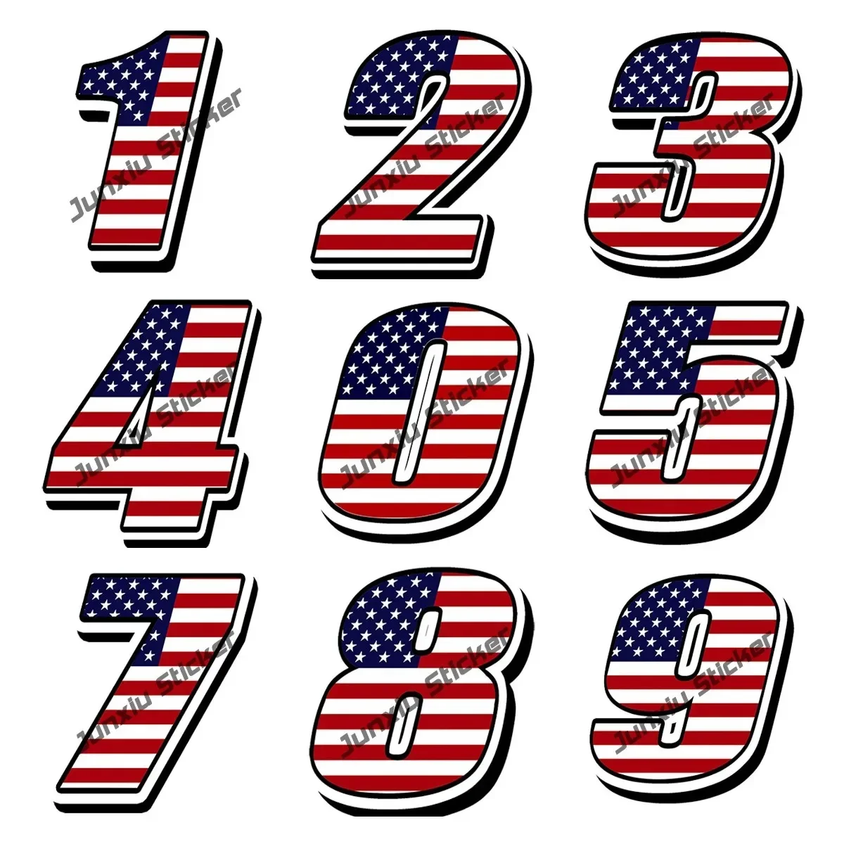 

Racing Numbers with American Flag Car Stickers Styling Racing Numbers Motocross Moto Waterproof PVC Car Decal Car Accessories