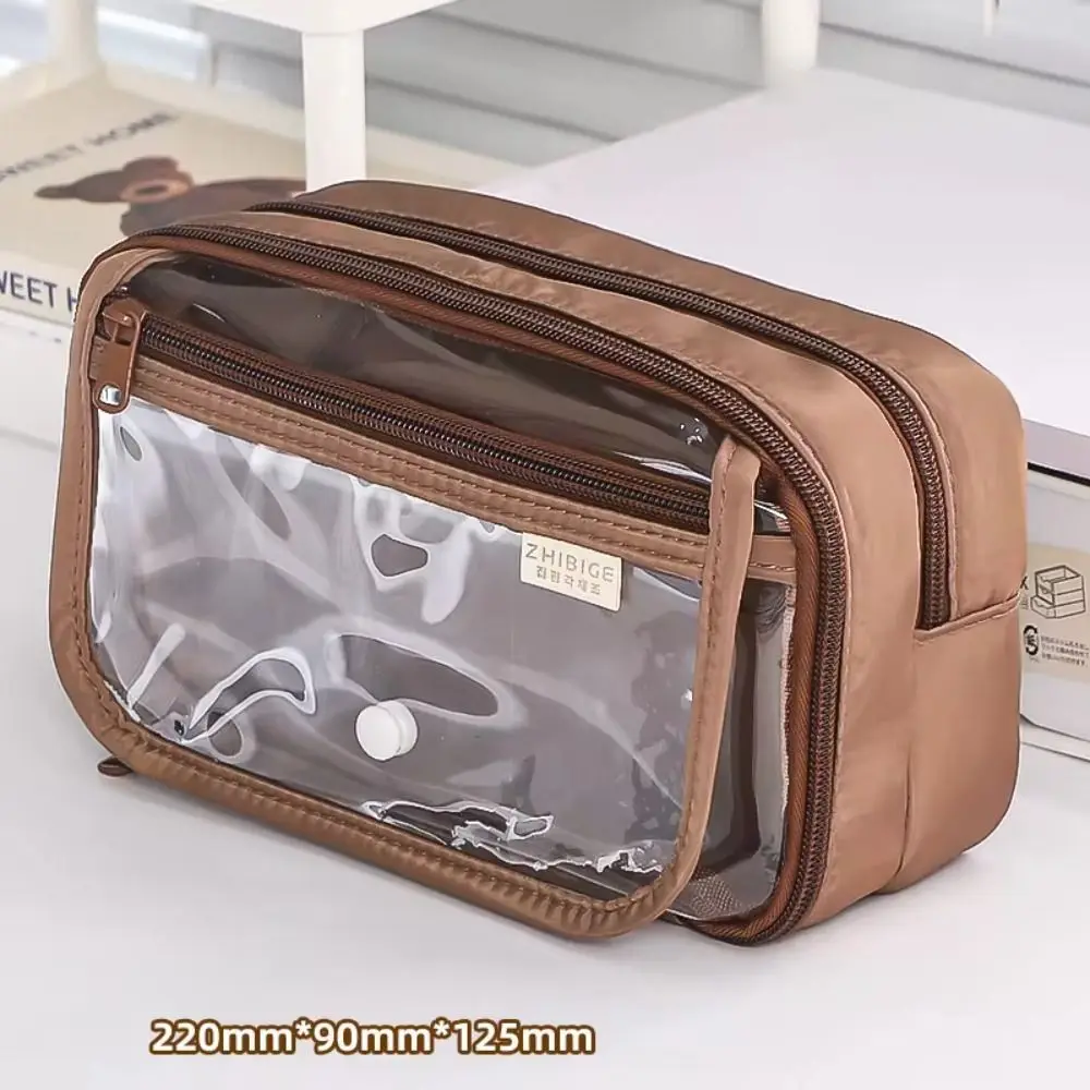 Multi-layer Transparent Pencil case Zipper Waterproof Transparent Pen Bag Cute Macaron Stationery Box Female/Girls