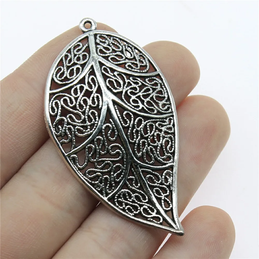 WYSIWYG 3pcs 57x31mm 3 Colors Big Filigree Leaf Pendant Big Leaf Pendant Charms