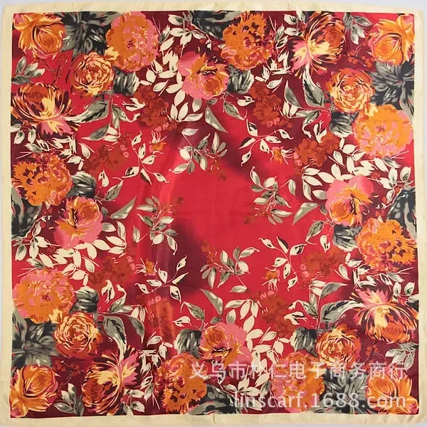 

Royal Rose Silk Scarf 90cm | Elegant Vintage Shawl Wrap | Luxury Women's Gift