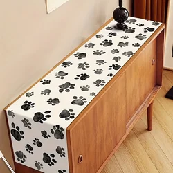 1pc Vibrant Dog Paw Linen Table Runners Party Decor Autumn Thanksgiving Harvest Dresser Scarf Holiday Kitchen Dining Table Decor