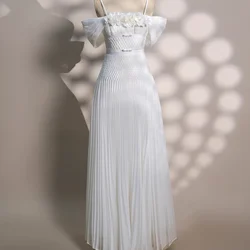 Customized  High Quality and Temperament Appliques Sequined Pearls Bow Crystal Evening Dress A-Line Floor Length Off th