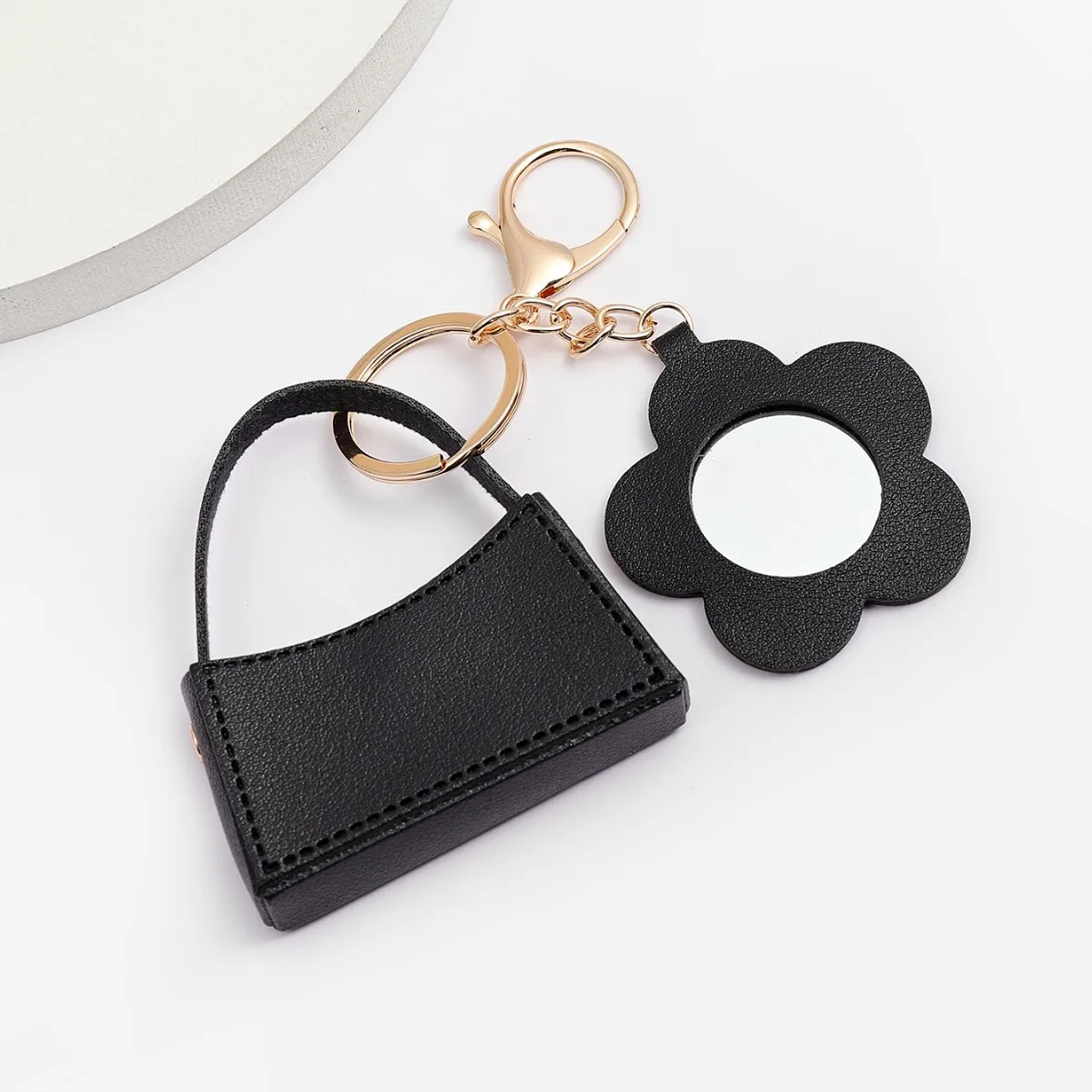 Portable Flower Mirror Curved Gag Keychain Mini Storage Bag For Women Gift Small Square Bag Accessories Cute Small Gift Keychain