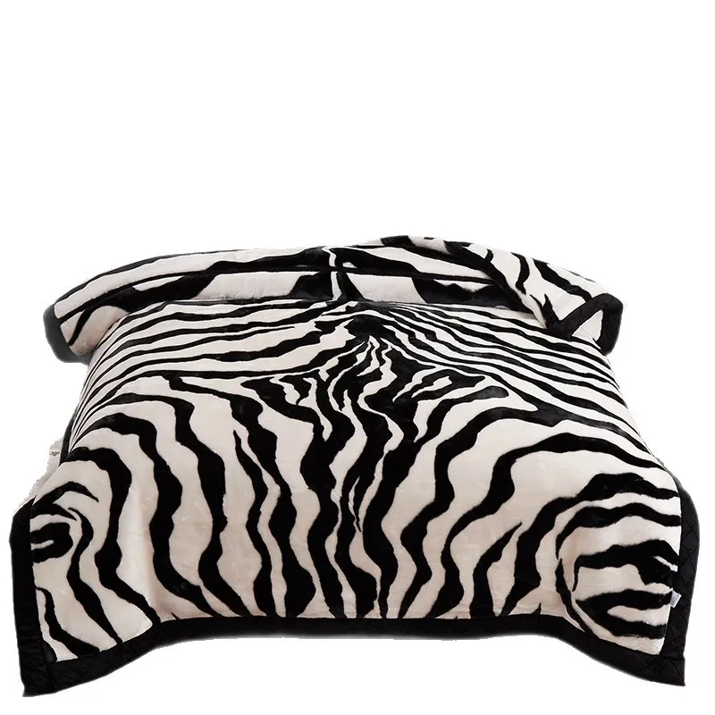 2025 Winter New Blanket Raschel Blanket Milk Coral Fleece Double-layer Thickened Warm Machine Washable Blanket