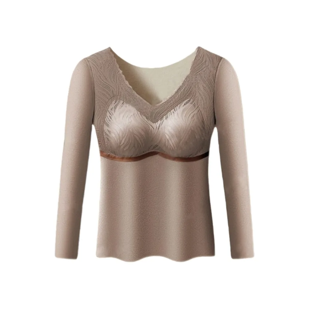 

Large Size Women Thermal Clothes Warm Tops U Round Neck Thermal Underwear Feel Heating Invisible Warmth Long Tops Girls Female