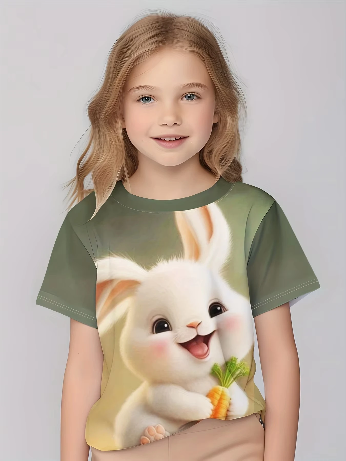 Kinderkleidung Mädchenkleidung Kurzarm Mädchen T-Shirt Kawaii Tiere 3D-Druck Tops Kinder Sommerkleidung Babykleidung 2-10 Jahre – Detail 6