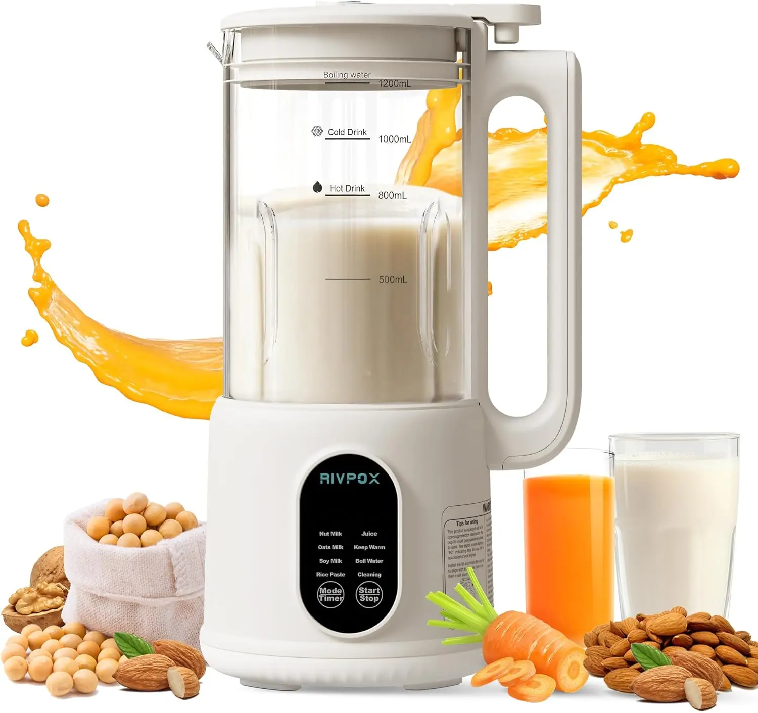 

8 in 1 Automatic Nut Milk Maker, 41oz Homemade Soybean Milk, Almond Milk, Oat Milk and Juice, Electric Bean and Nut Milk Machine
