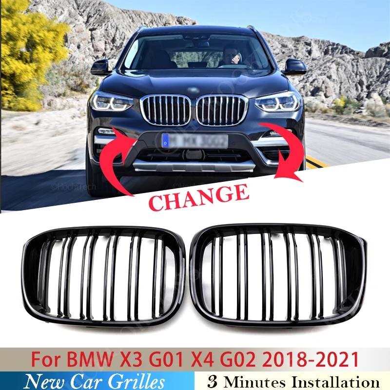 

Автомобильные аксессуары для BMW X3 G01 X4 G02 2018 ~ 2021, передняя решетка радиатора, двойная решетка радиатора, черный, многоцветный, высокое качество, АБС 2020