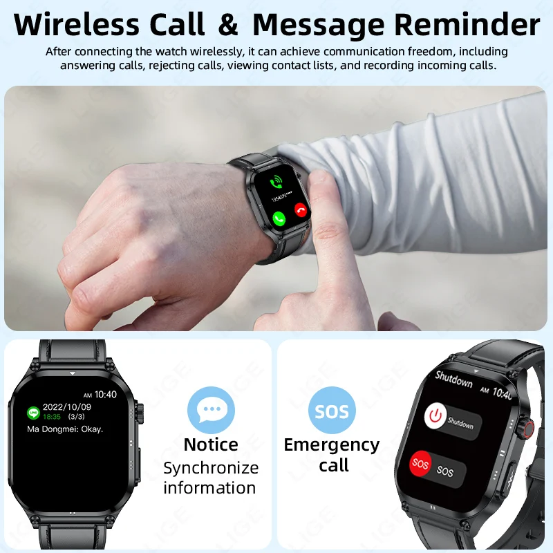 LIGE 2.04 "AMOLED ECG معدل ضربات القلب الأكسجين في الدم مراقبة الصحة Smartwatch 2025 جديد صوت مساعد IP68 مقاوم للماء ساعة ذكية #4