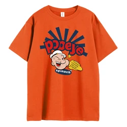 Men's Cotton Popeyes Anime Printed T-Shirt Vintage Oversized Funny Graphic Summer Tees for Men Women Cotton Tops