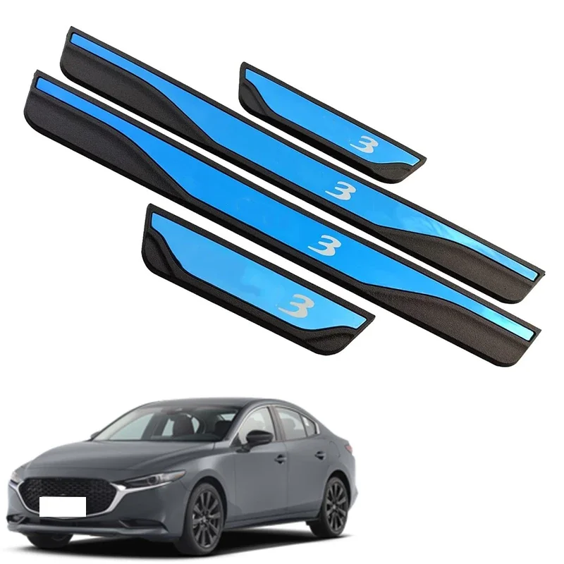 Door Sill Threshold Pedal Cover Trim 2015-2021 2022 Car For Mazda 3 Protector Scuff Plate Guards Interior Accessories 2023 2024