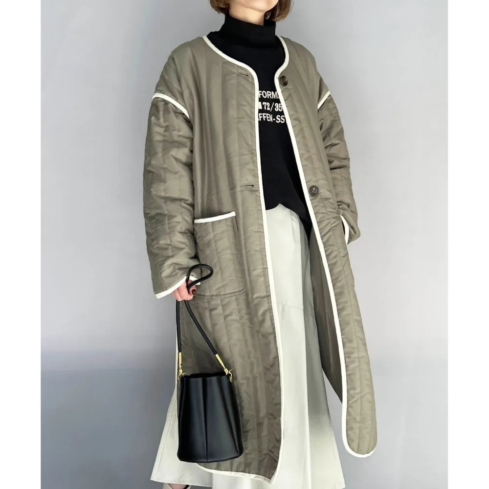 

Autumn Long Quilted Coat Fashion Solid Korean Style Single Breasted Oversized Thin Winter Overcoats Women Casual Jacket Coats