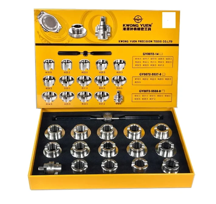Kwong Yuen Made High-quality Stainless Steel 16PCS Set with Serrated Watch Cover Opening Tool Suitable for RL-X Watch Tools