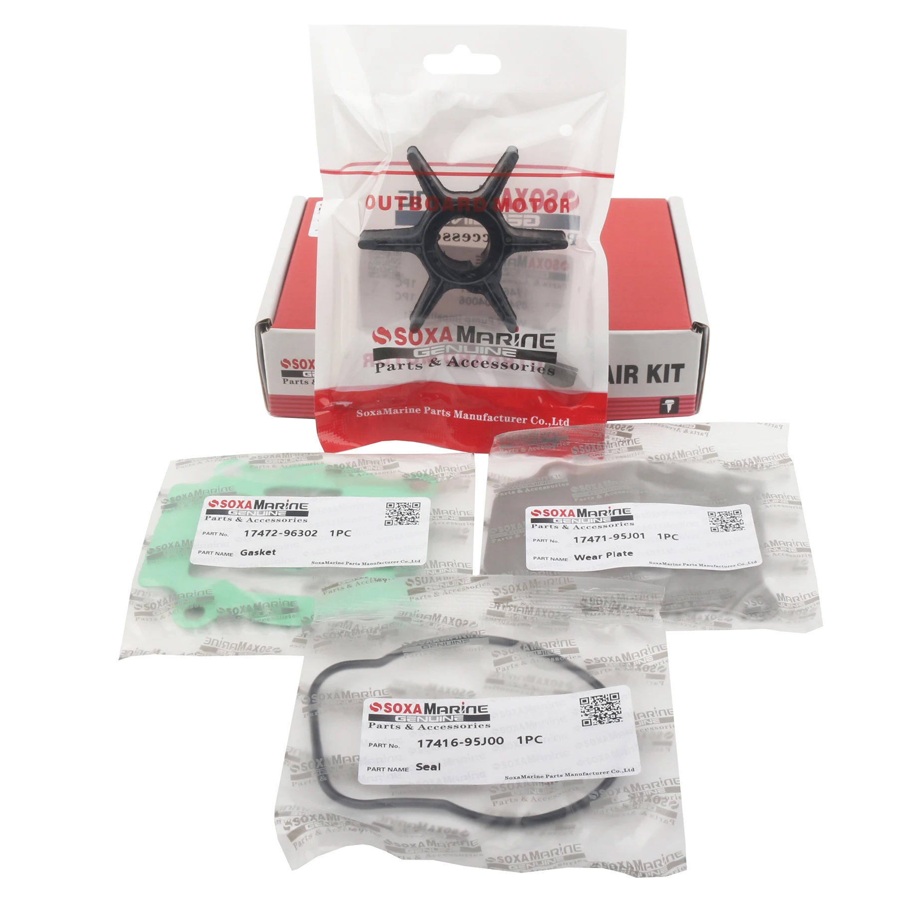 

17400-95J00 Water Pump Impeller Kit Compatible with Suzuki 4 Stroke 25HP DF25 V-Twin Outboard Engine 2006-2014 17400-95J01