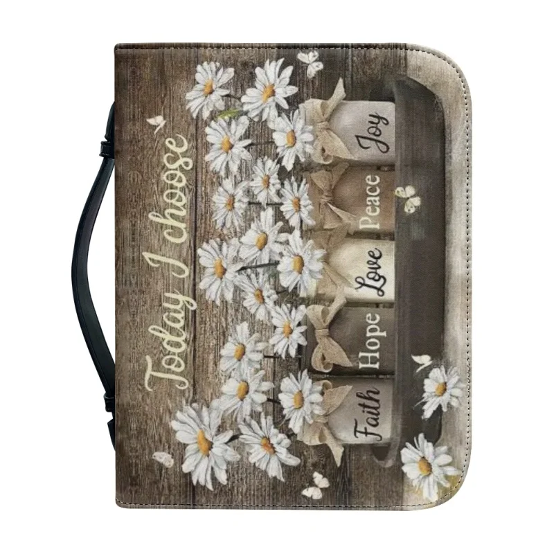 Today I Choose Daily Blessings funda con estampado personalizado, bolso de mano de PU, libro de estudio, cajas de almacenamiento para hombres y mujeres