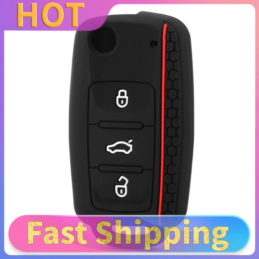 Silicone Car Key Cover 3 Buttons Car Key Protection Shell Bag Car Key Cover Case Protector for VW Polo Phaeton Skoda Seat Bora