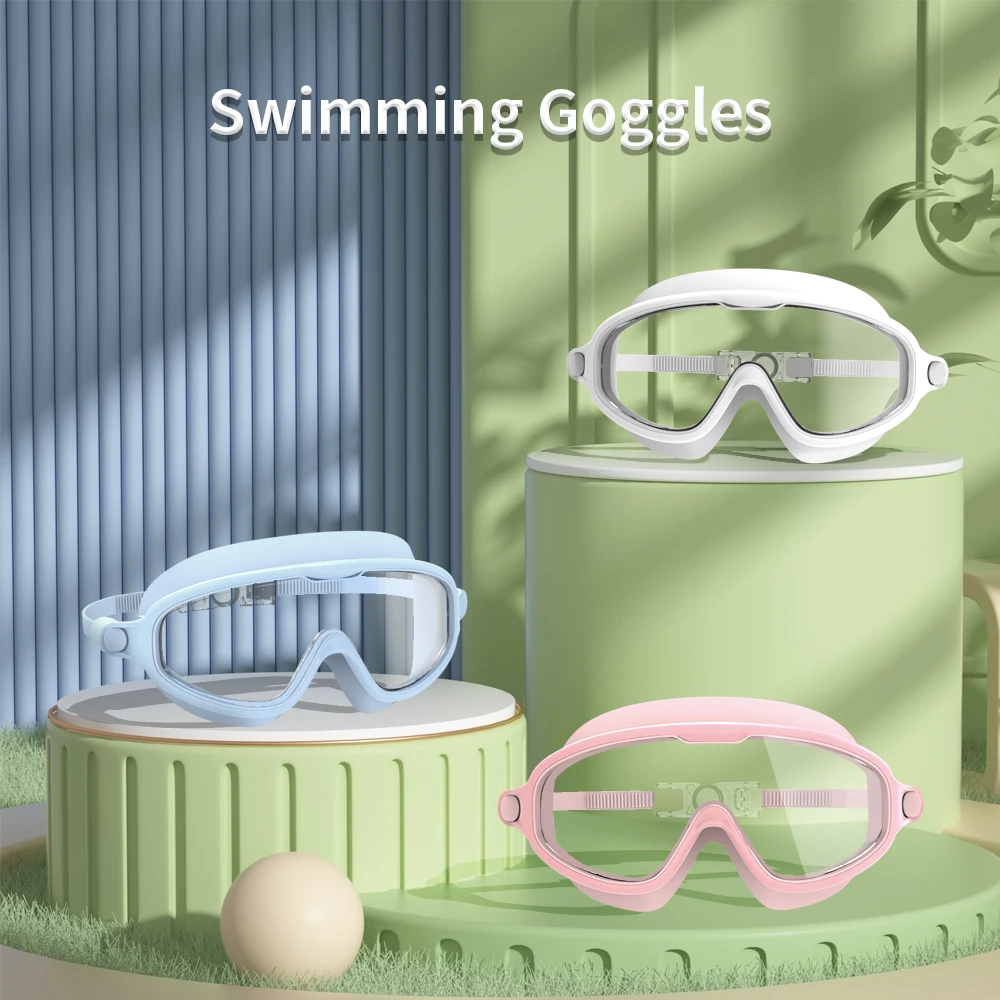 Swimming Goggles for Kids Boys and Girls HD Waterproof and Anti-Fog Electroplating Large Frame Swim Goggles Swimming Accessories