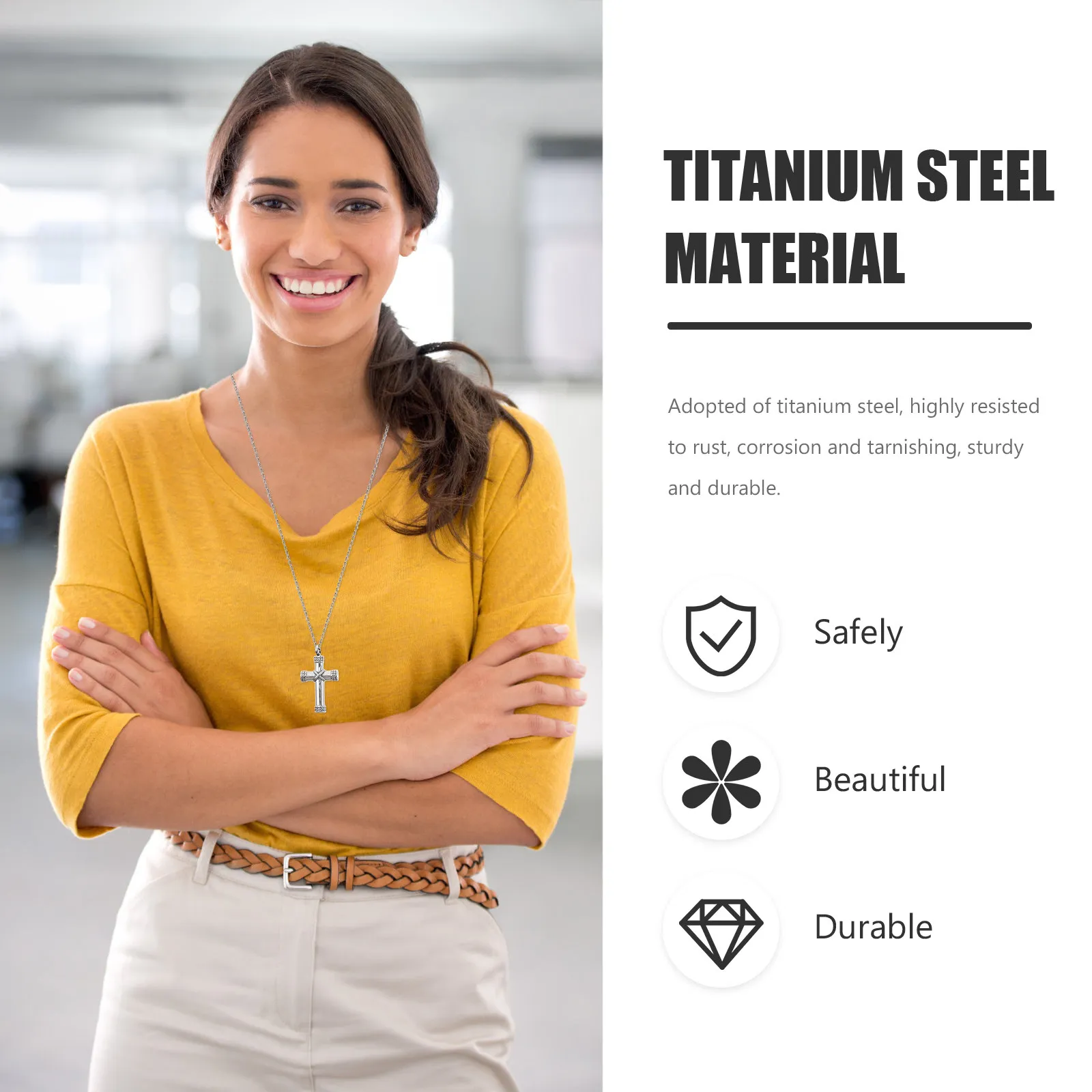 Titanium Steel Cross Pendant Necklace Ash Storage Urn for Pets Cremation Jewelry Non-Fading Rustproof Cinerary Keepsake Pendant