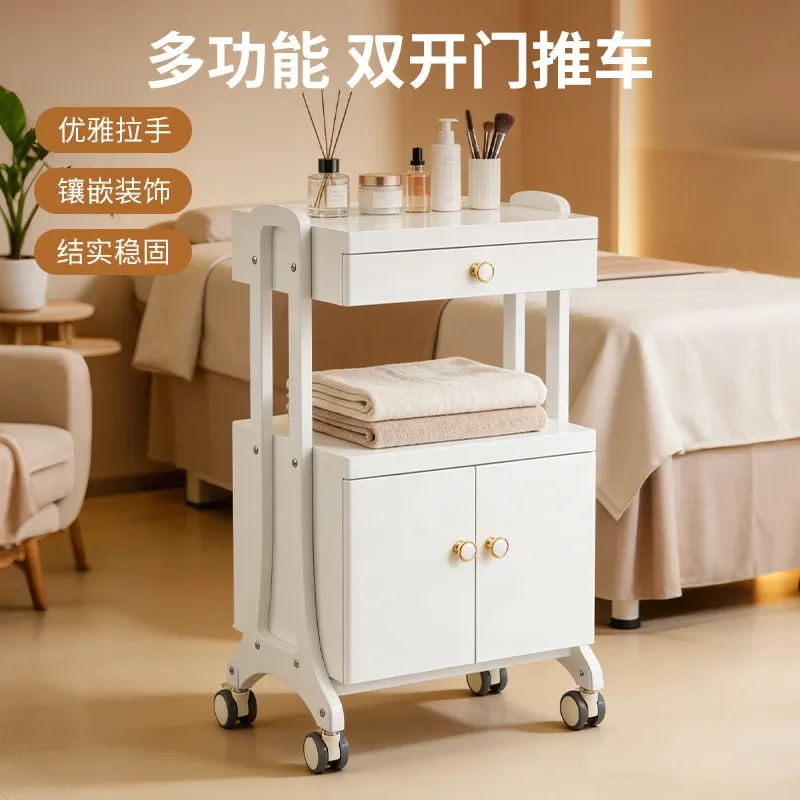 HYS trolley mobile rack wooden board tool cart trolley dormitory office snack rack multi-layer storage