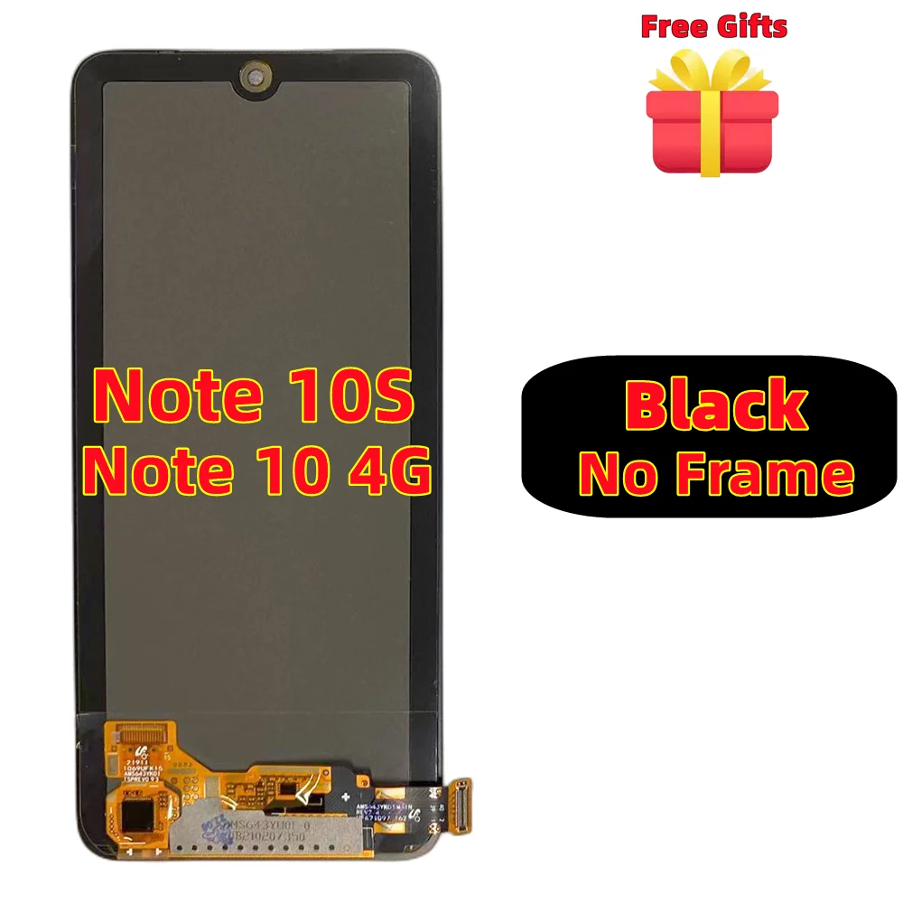 LCD Display Touch Screen with Frame, Super AMOLED for Redmi Note 10, 4G, 5G, 10S, M2101K7AI, Digitizer, POCO M3 Pro, M2103K19G