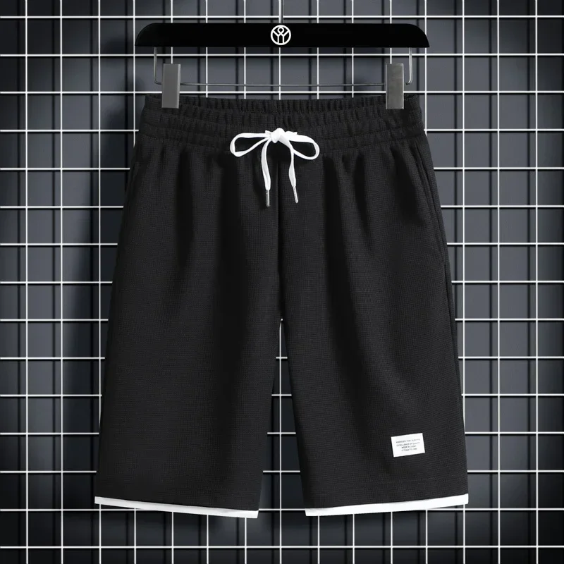 2026 Summer Waffle Shorts Men's Fashion Versatile Outwear Fashion Simple Youth Lace Up Thin Quick Drying Breathable Shorts