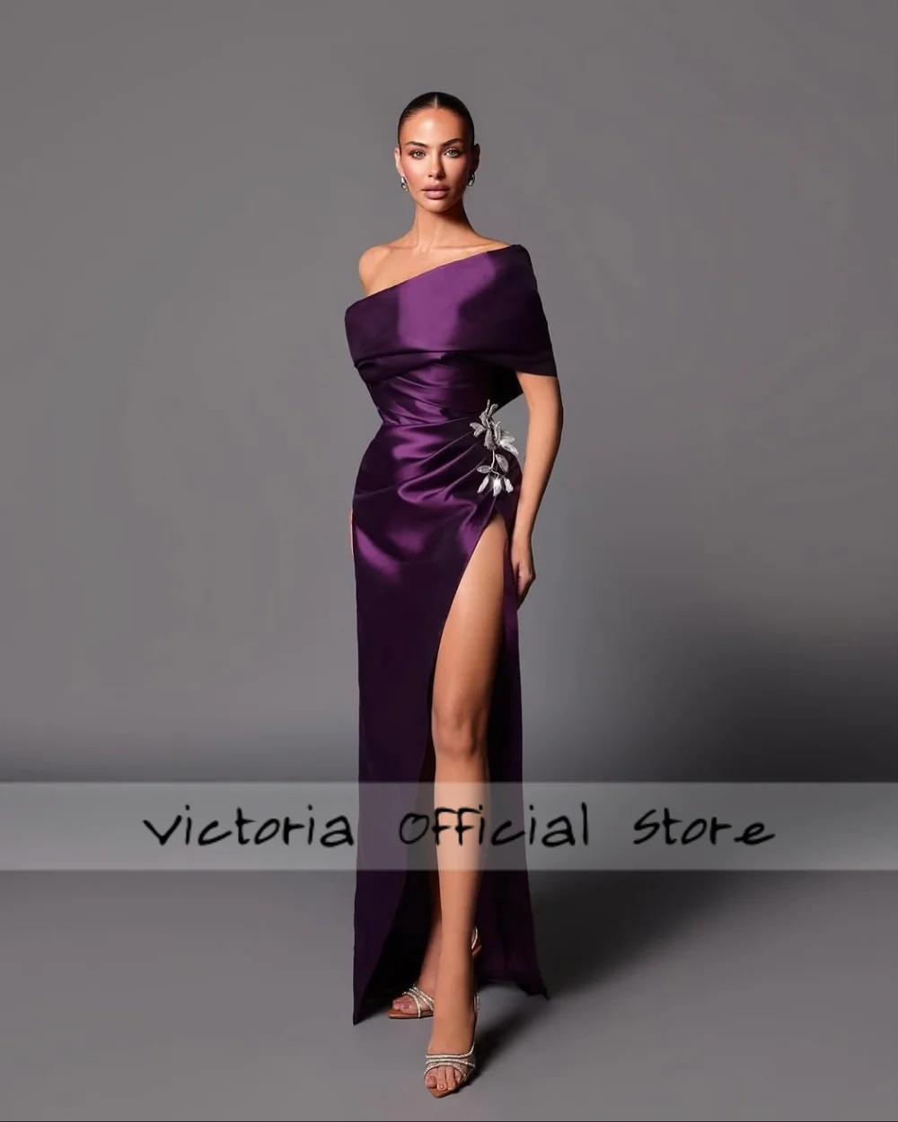 Elegant Purple Sweetheart luxurious Beads high quality Women Evening Dresses 2025 Slit wedding party Long dress Customized