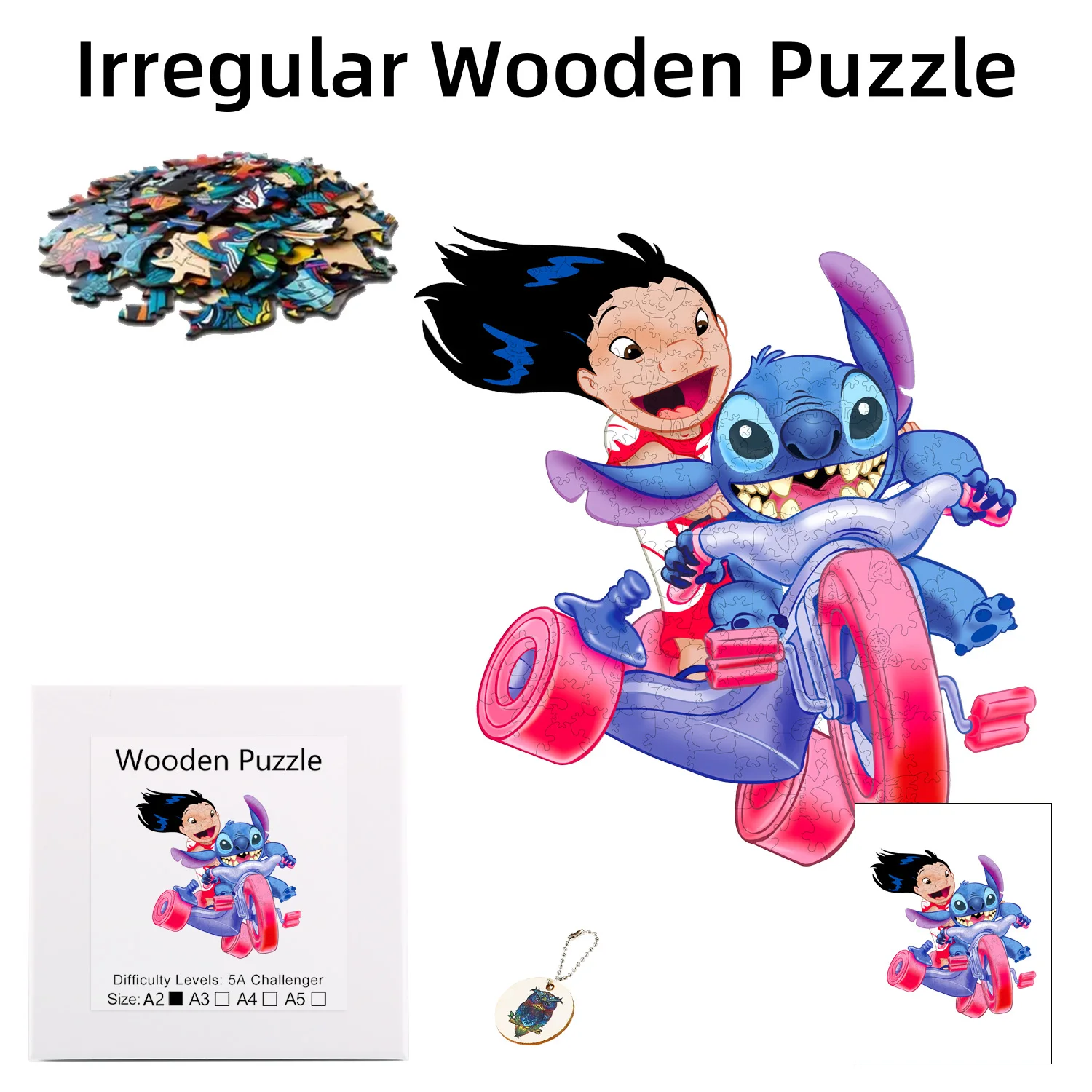 

Disney Alien Stitch Riding A Motorcycle jigsaw Wooden Puzzle Is The Best Christmas Gift For Children Family And Friends