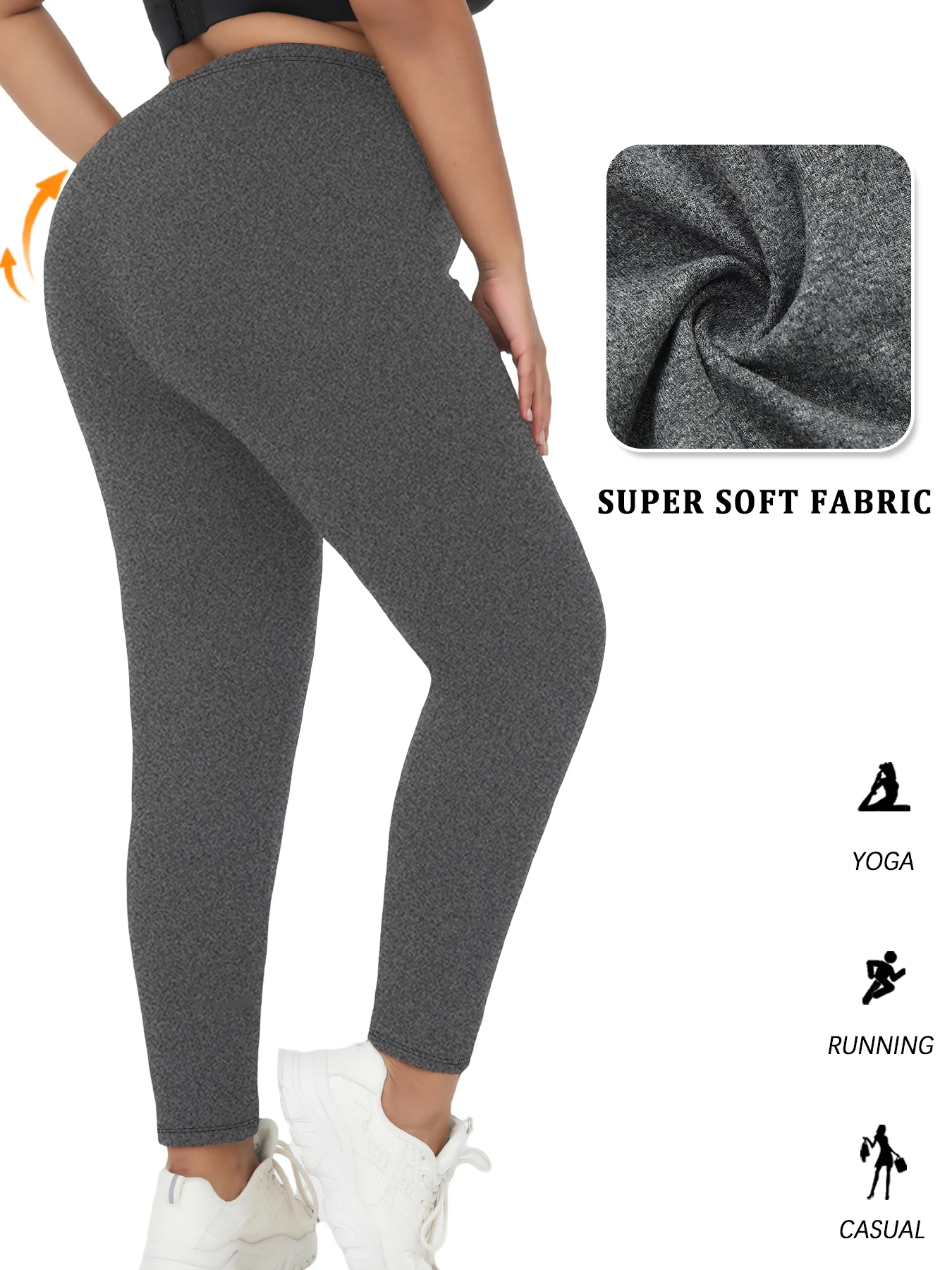 Plus Size Women's Low Rise Workout Leggings - Super Soft High Elastic Tights for Yoga Running Training Daily Life
