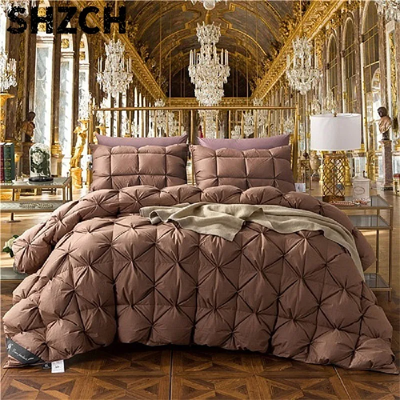 3D Luxury 100% Goose Down Duvet Quilted Comforter King Queen Full Size Winter Thick Blanket