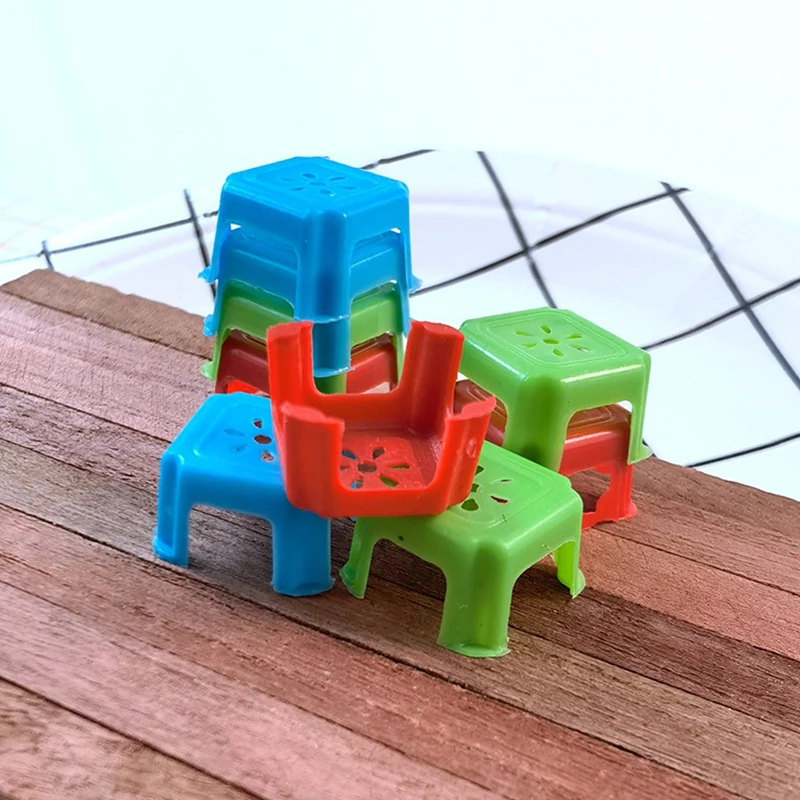 10Pcs 1:12 Puppenhaus Miniatur Möbel Stuhl Hocker Modell Spielzeug für Mini Dekoration Puppenhaus Zubehör